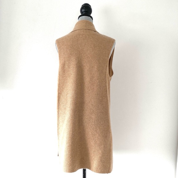 Charter Club Luxury 100% Cashmere Open-Front Long Vest Light Camel Brown - Picture 6 of 9